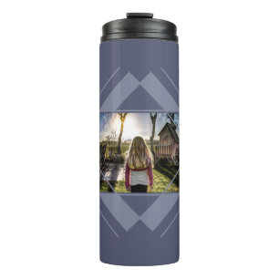 YOUR Photo & Monogram Geometric Pattern tumbler