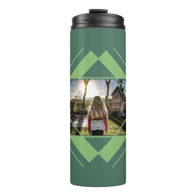 YOUR Photo & Monogram Geometric Pattern tumbler (Front)
