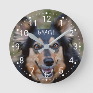 Your Photo & Name & Any Colour Numbered Clock Face