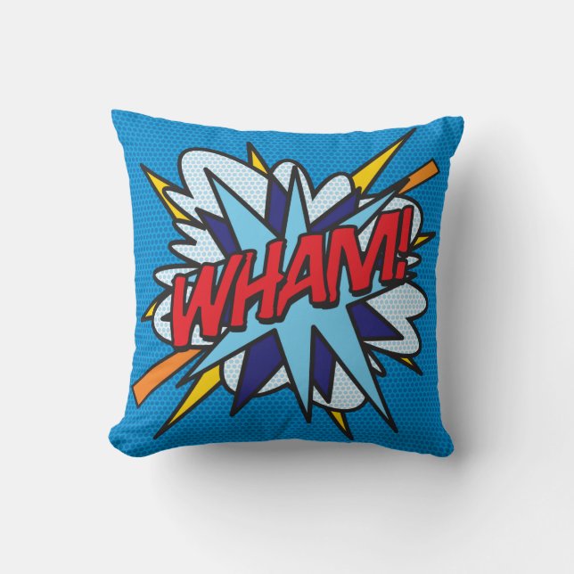 Your Photo Name Fun Retro Comic Book Pop Art Cushion (Front)