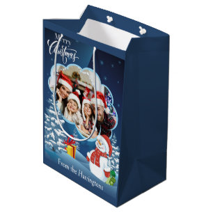 YOUR Photo & Name(s) Christmas Medium Gift Bag