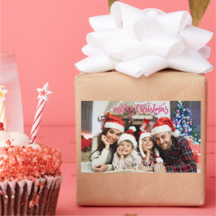 YOUR Photo & Name(s) Christmas Rectangular Sticker