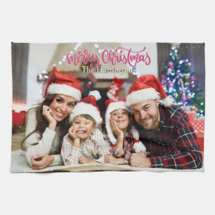 YOUR Photo & Name(s) Christmas Tea Towel