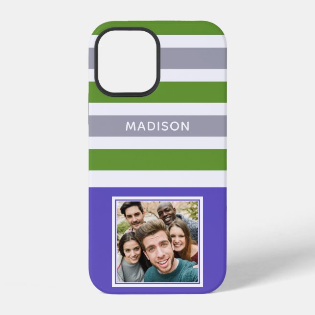 YOUR PHOTO & NAME Stripes Pattern phone cases (Back)