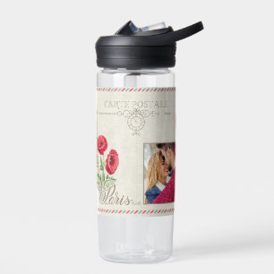 YOUR photo, names and text Paris France Water Bottle