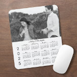 Your Photo Names Personalised 2025 Calendar Mouse Mat<br><div class="desc">Keep the person you love nearby with a personalised 2025 calendar mouse pad. Replace the sample photo and names with your own in the sidebar. The custom text is in an elegant black script font. Below it is an easy to read black 2025 calendar on a white background. Makes a...</div>