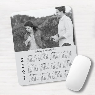 Your Photo Names Personalised Grey 2027 Calendar Mouse Mat