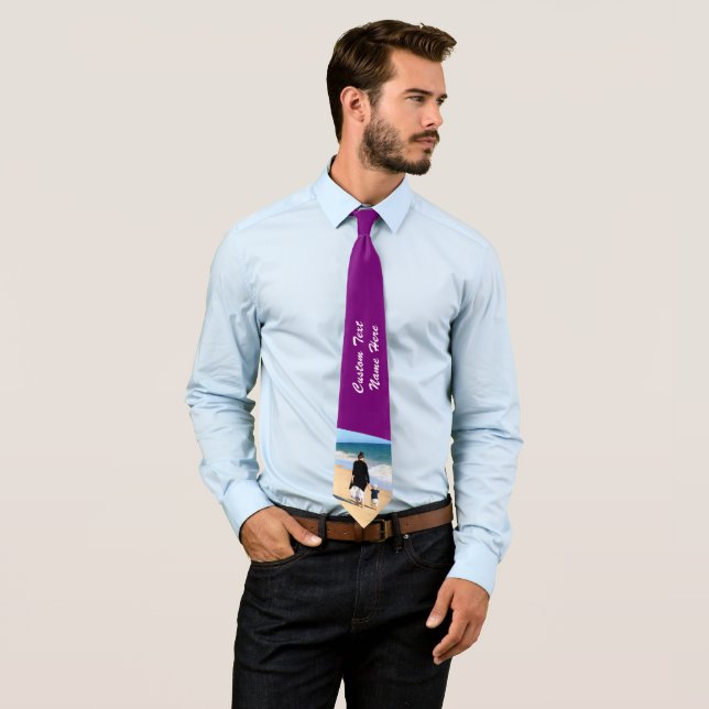 Your Photo Neck Tie with Custom Text Choose Colour (In Situ)