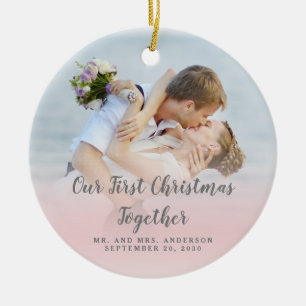 Your Photo Newlyweds Our First Christmas Holiday Ceramic Tree Decoration