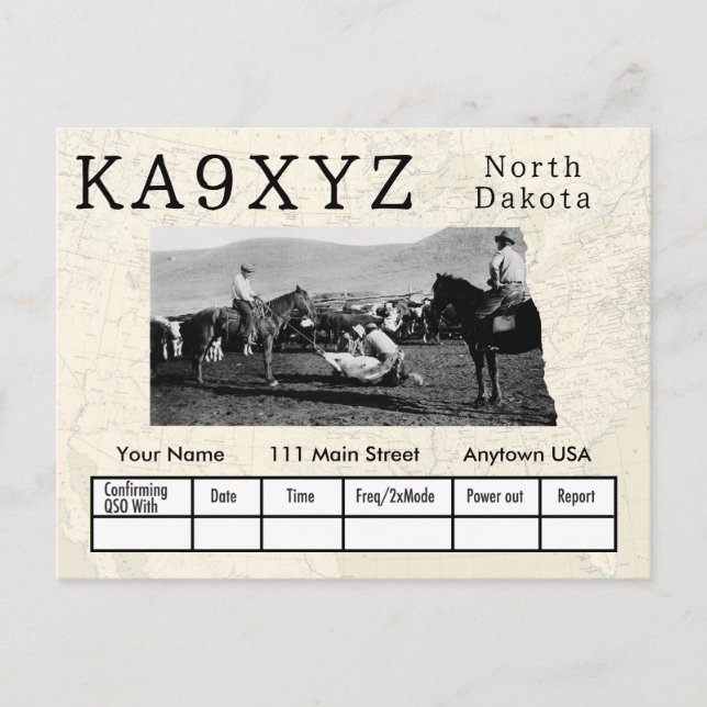 Your Photo North Dakota Shaped Cutout Custom QSL Postcard (Front)