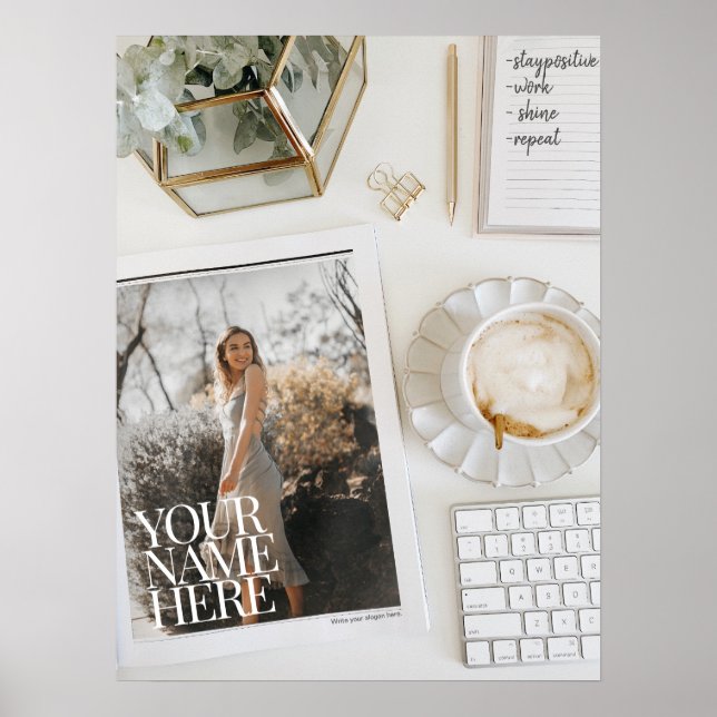 Your Photo on Magazine! Personalised Chic Office Poster (Front)