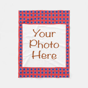 Your Photo on Red, White & Blue Dot Background Fleece Blanket