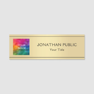 Your Photo Or Logo Here Faux Gold Employee Staff Name Tag