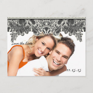 Your Photo Paisley Peacock in  Grey Save The Date Announcement Postcard