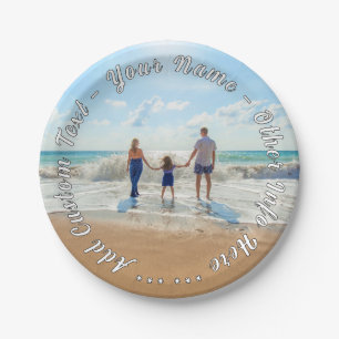 Your Photo Paper Plates with Custom Text Name