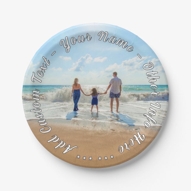 Your Photo Paper Plates with Custom Text Name (Front)