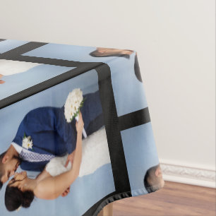 Your Photo Pattern on Black Personalised Tablecloth