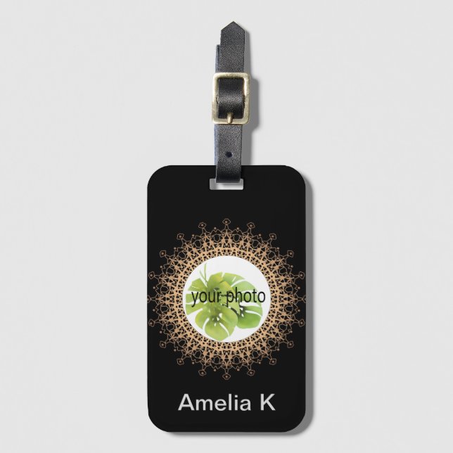 Your photo, personalise, initials, simple luggage tag (Front Vertical)