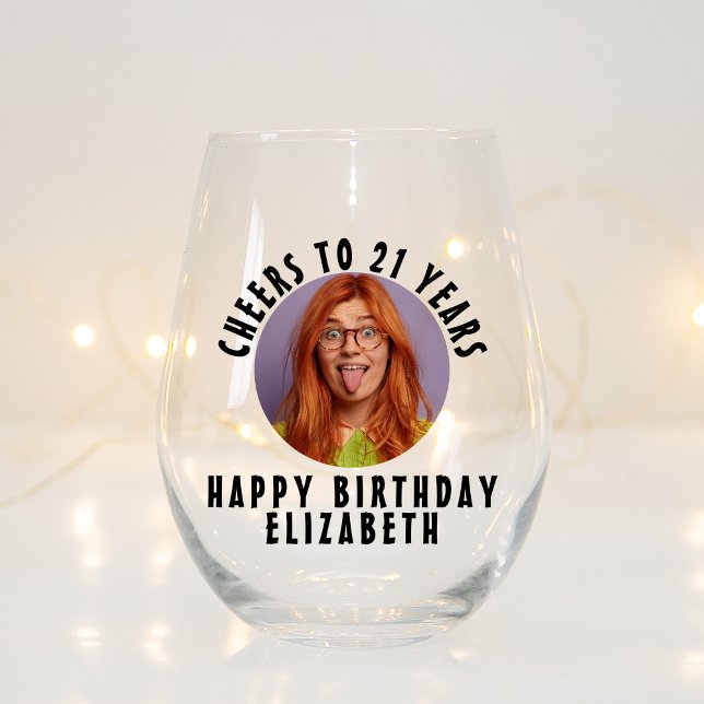 Your Photo Personalised Funny Custom Party Favours Stemless Wine Glass (Creator Uploaded)