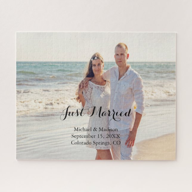 Your Photo Personalised Just Married Puzzle (Horizontal)