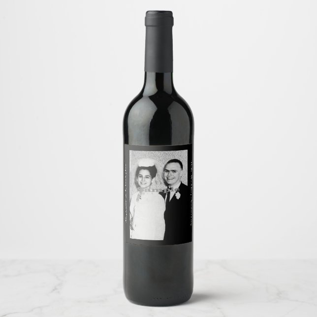 YOUR PHOTO PHOTOGRAPH Wedding Anniversary Favour Wine Label (Front)