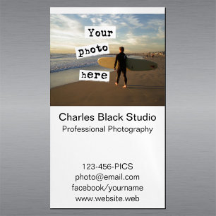 Your Photo Photography Professional Plain White Magnetic Business Card
