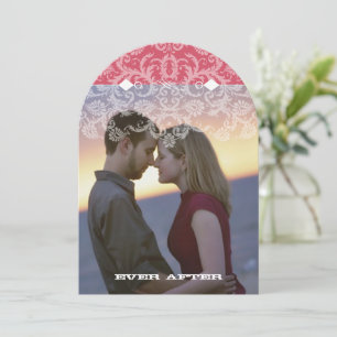 Your Photo Pink and Ivory Vintage Lace Wedding Invitation