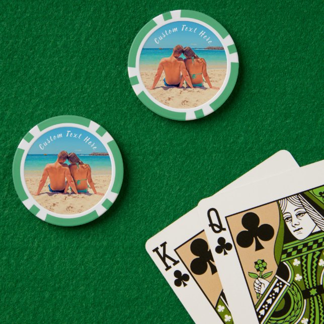 Your Photo Poker Chips Gift with Custom Text Name (Poker Table (Double))