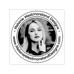 Your Photo Portrait #1 Round Name Website  Self-inking Stamp