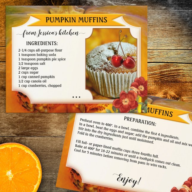 Your Photo Pumpkin Fall Recipe Postcard (Creator Uploaded)