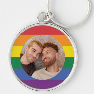 YOUR Photo Rainbow Flag Key Ring