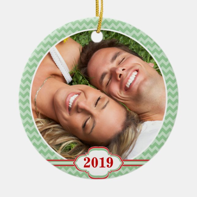 Your Photo Red Birds Swirl Tree Christmas Ornament (Front)