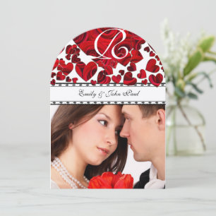 Your Photo Red Heart Roses Wedding Invitation