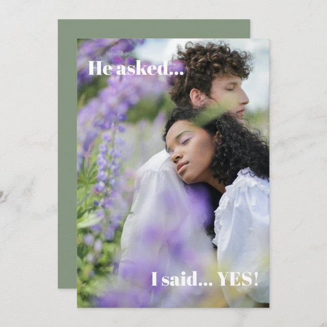 Your Photo Sage Green Engagement Party Invitation (Front/Back)