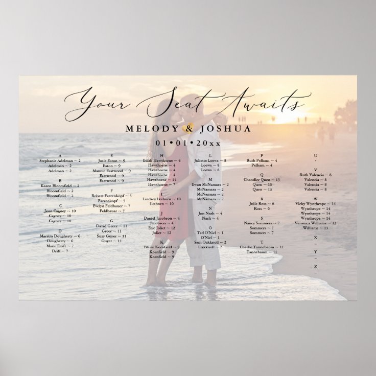 your-photo-seating-chart-alphabetical-poster-zazzle