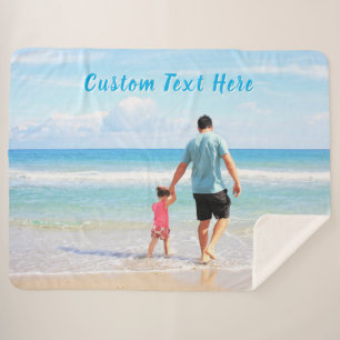 Your Photo Sherpa Blanket Gift Personalized Text