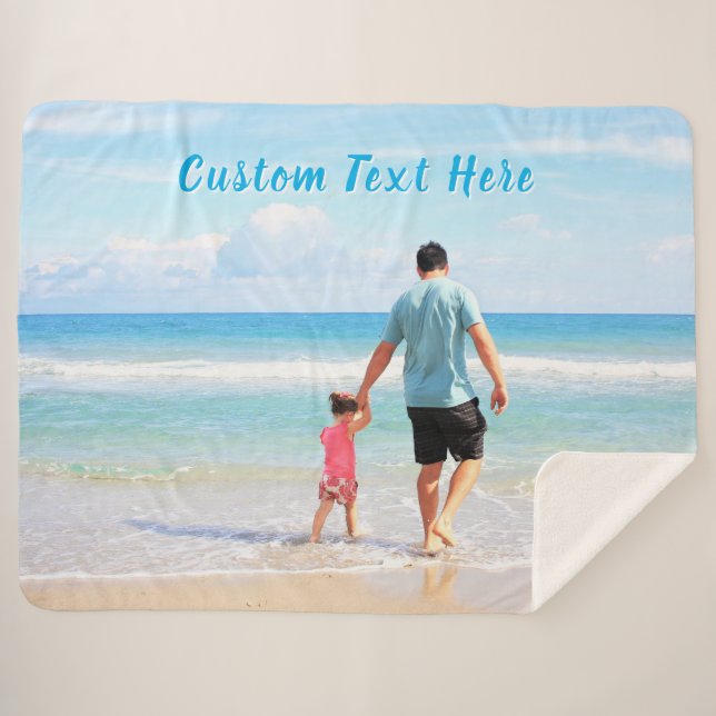 Your Photo Sherpa Blanket Gift Personalized Text (Front (Horizontal))