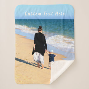 Your Photo Sherpa Blanket with Custom Text