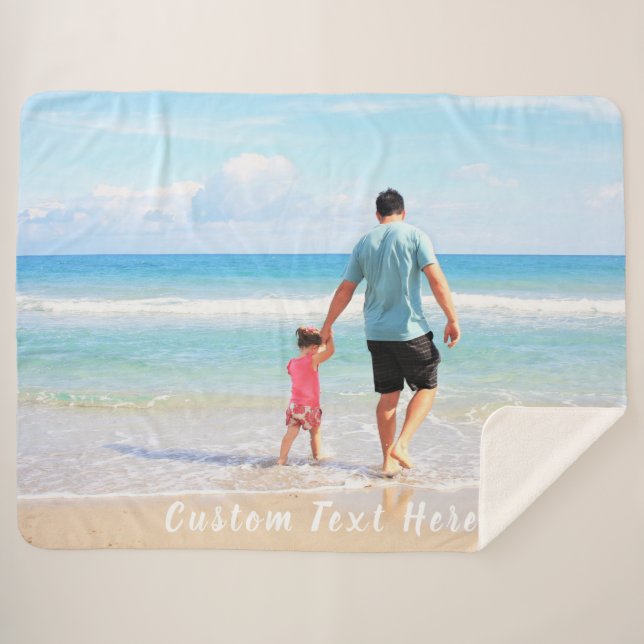 Your Photo Sherpa Blanket with Custom Text (Front (Horizontal))