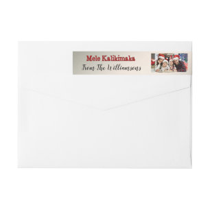 Your Photo Silver Mele Kalikimaka Return Address Wrap Around Label