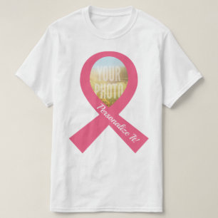 YOUR PHOTO Simple Pink Ribbon T-Shirt