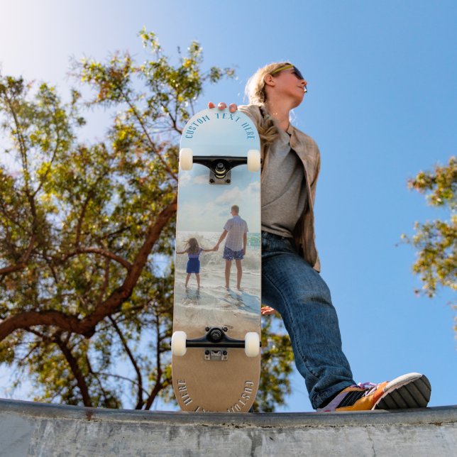 Your Photo Skateboard Gift with Custom Text Name (Outdoor 1)