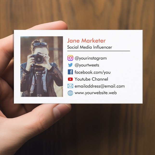 Your Photo | Social Media Icons Youtube, Websites Business Card (Creator Uploaded)