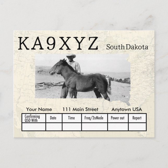 Your Photo South Dakota Shaped Cutout Custom QSL Postcard (Front)