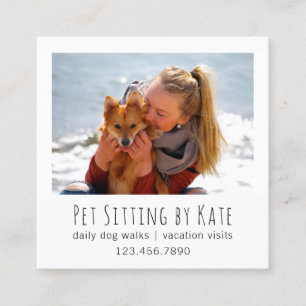 Your Photo Square Pet Sitting   Dog Walker Business Card