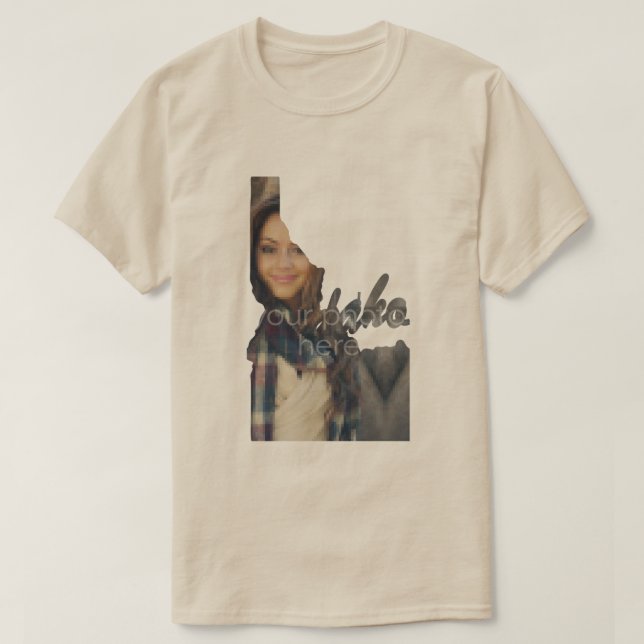 YOUR PHOTO State Of Idaho Shape T-shirt (Design Front)