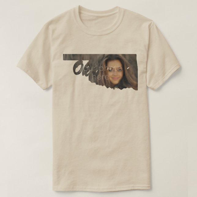 YOUR PHOTO State Of Oklahoma Shape T-shirt (Design Front)