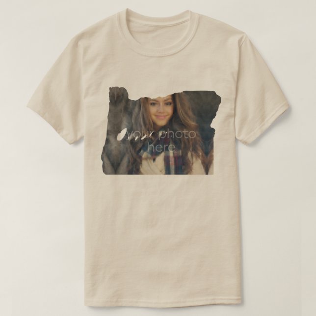 YOUR PHOTO State Of Oregon Shape T-shirt (Design Front)