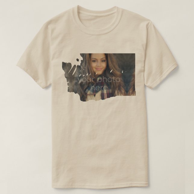 YOUR PHOTO State Of Washington Shape T-shirt (Design Front)