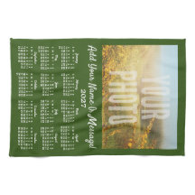 Your Photo Tea Towel Calendar Green